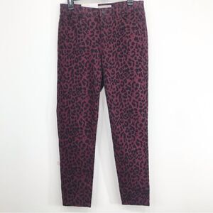 Social Standard Sanctuary Maroon Black Cheetah Print Mid Rise Ankle Skinny Jeans